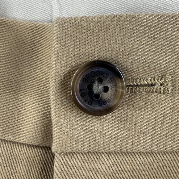 Brooks Brothers Pants Mens 35x32 Khaki Advantage Chino Elliot Pleated Cuffed Tan - Picture 11 of 16